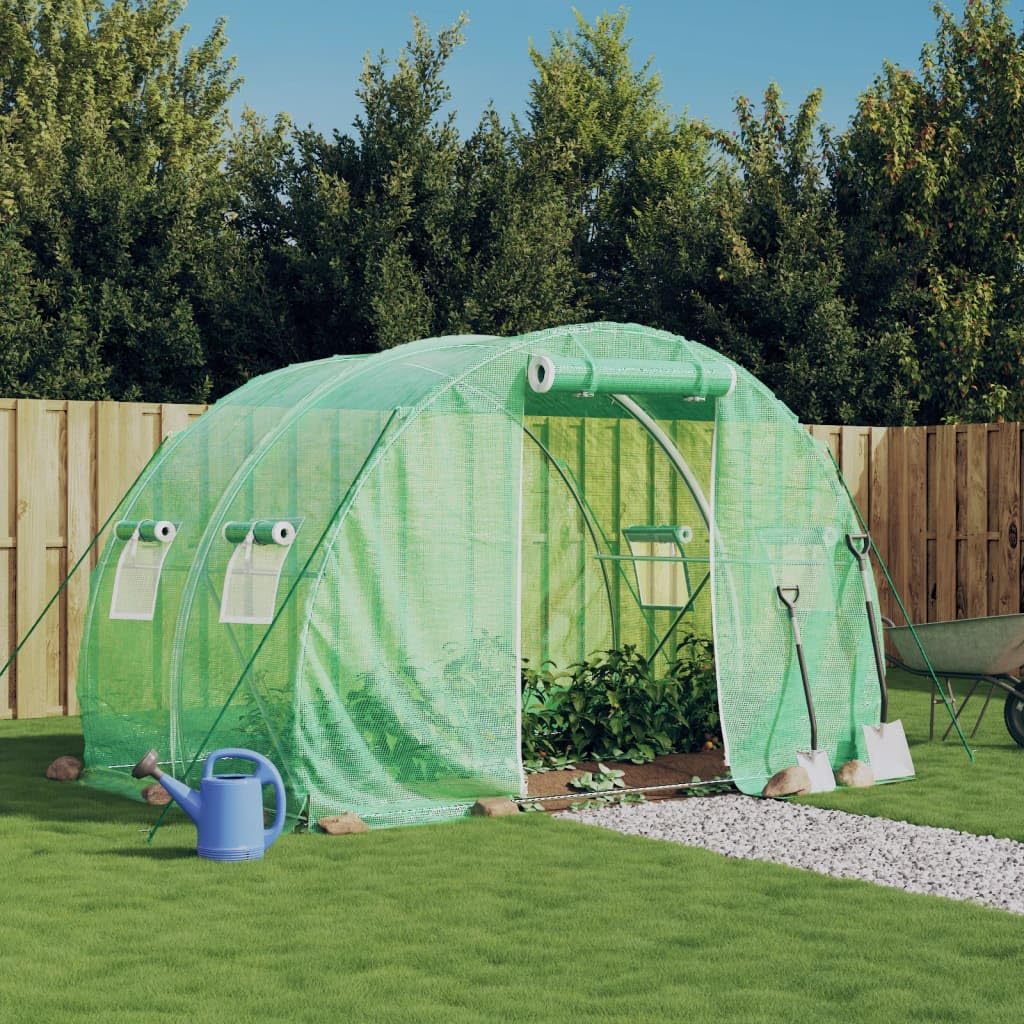 Serra con telaio in acciaio verde, 6 m², 3 x 2 x 2 m, serra da esterno per piante vegetali