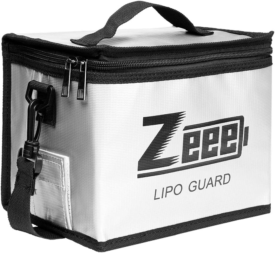 Zeee Lipo Safe BagFireproof Explosionproof BagLarge Capacity Lipo Battery Storage Guard Safe Pouch For Charge & Storage(8.46 X 6.5 X 5.71 In)