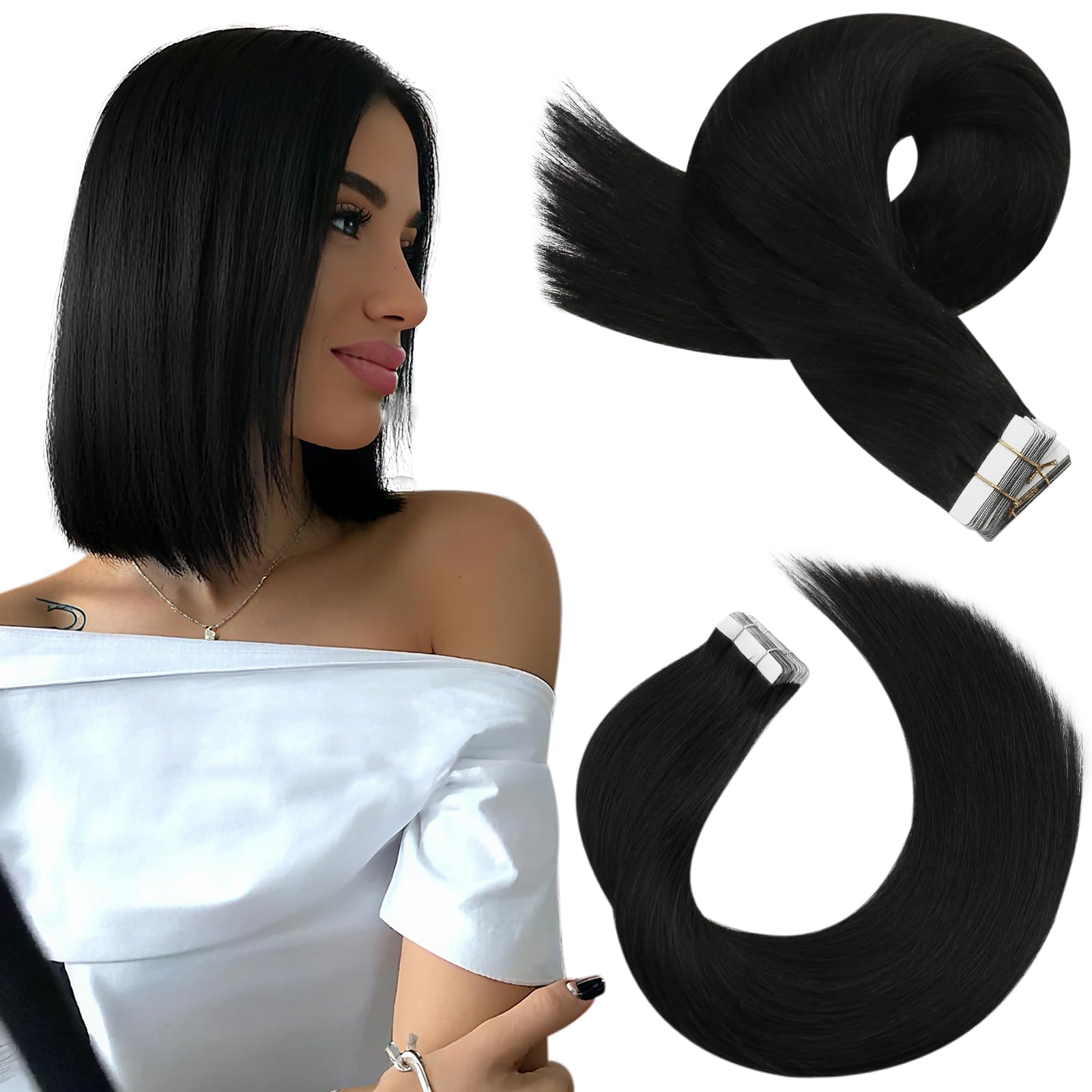 Moresoo Extensions Echthaar Tape in Unsichtbar Tape Extensions Echthaar