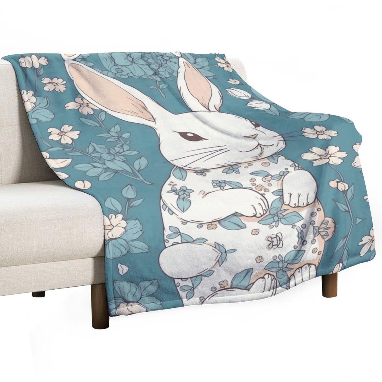 Couverture lapin flanelle chaude pour soirées cocooning canapé