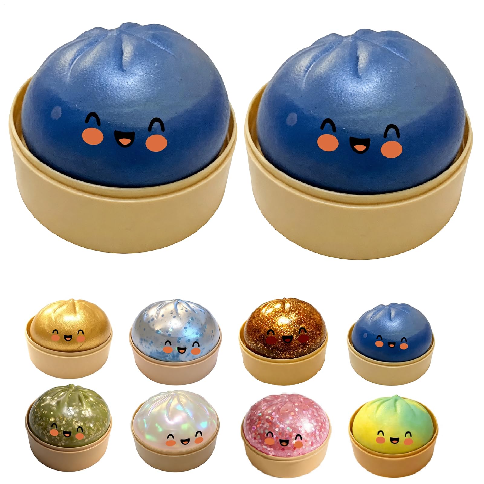 2x Dumplings Squishy, Dumpling Squishy Sorpresas Con Brillo, Dumplings Juguete, Juguete Sensorial De Bola De Masa Gigante Con Purpurina | Niños Y Adultos Glitter Dumpling Squish Con Vaporera【7x9,5 Cm】 — view 15