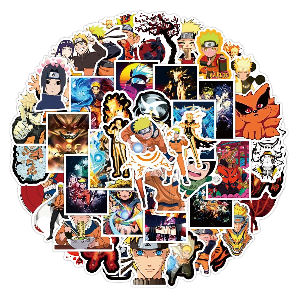 50 Pcs Anime Ninja Stickers for Laptop,Bumper,Skateboard,Water Bottles,Computer,Phone,Anime Sticker Pack for Kids/Teen