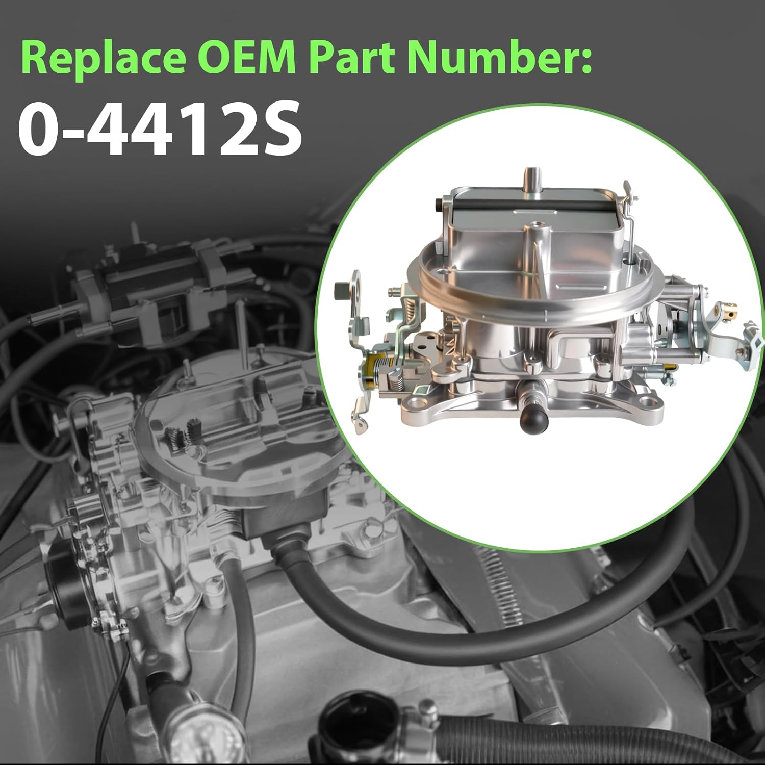 0-4412S Replacement Carburetor for Holley 2300 Series 500 CFM 2 Barrel Manual Choke - Compatible with Jeep CJ5/CJ7, for Ford F100, for GMC J10