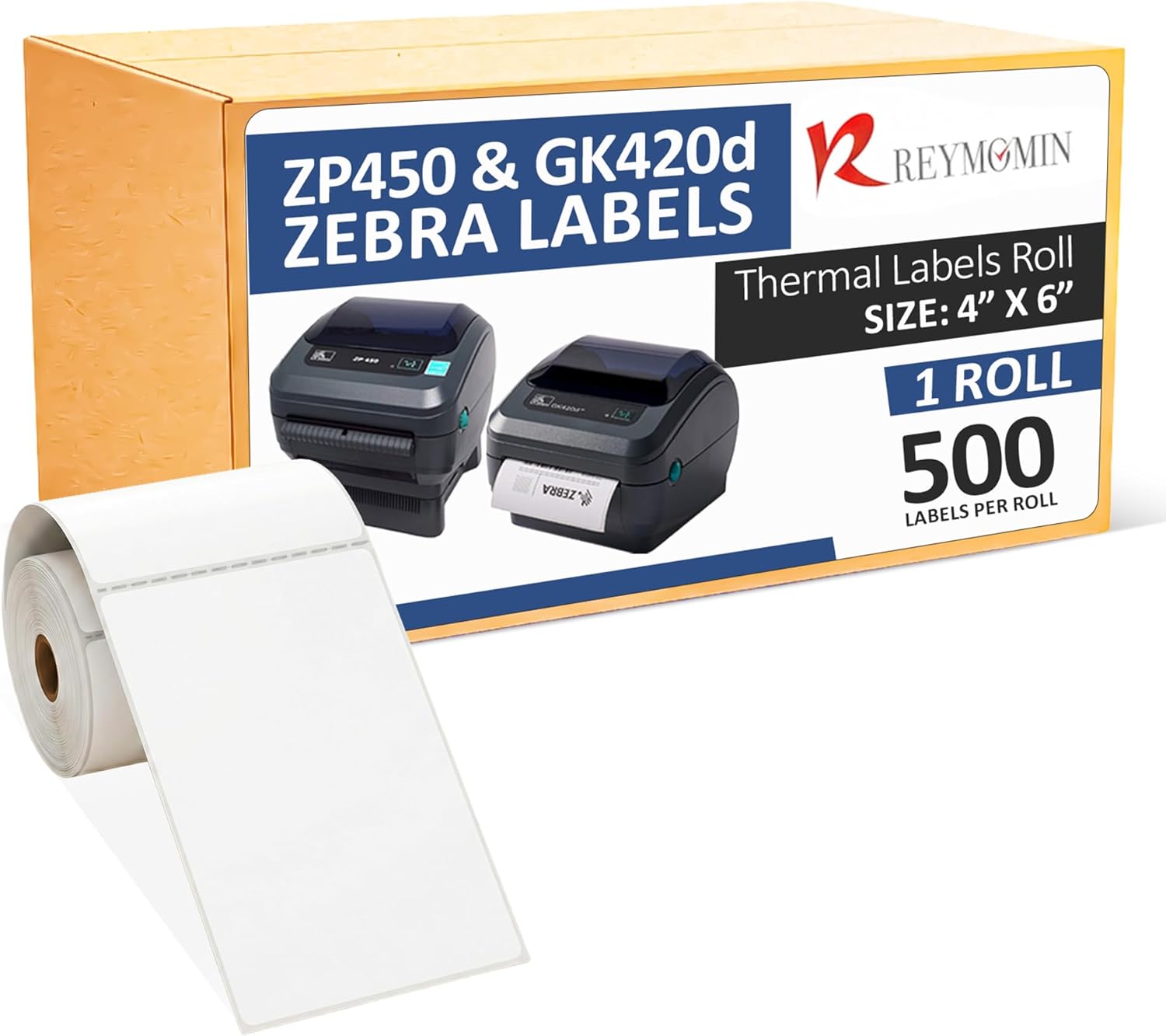 4” x 6” Thermal Shipping Labels – 500 Labels per Roll – Direct Compatible with Zebra Label Printers GK420d,D450BT & ZP450 (4 Rolls)
