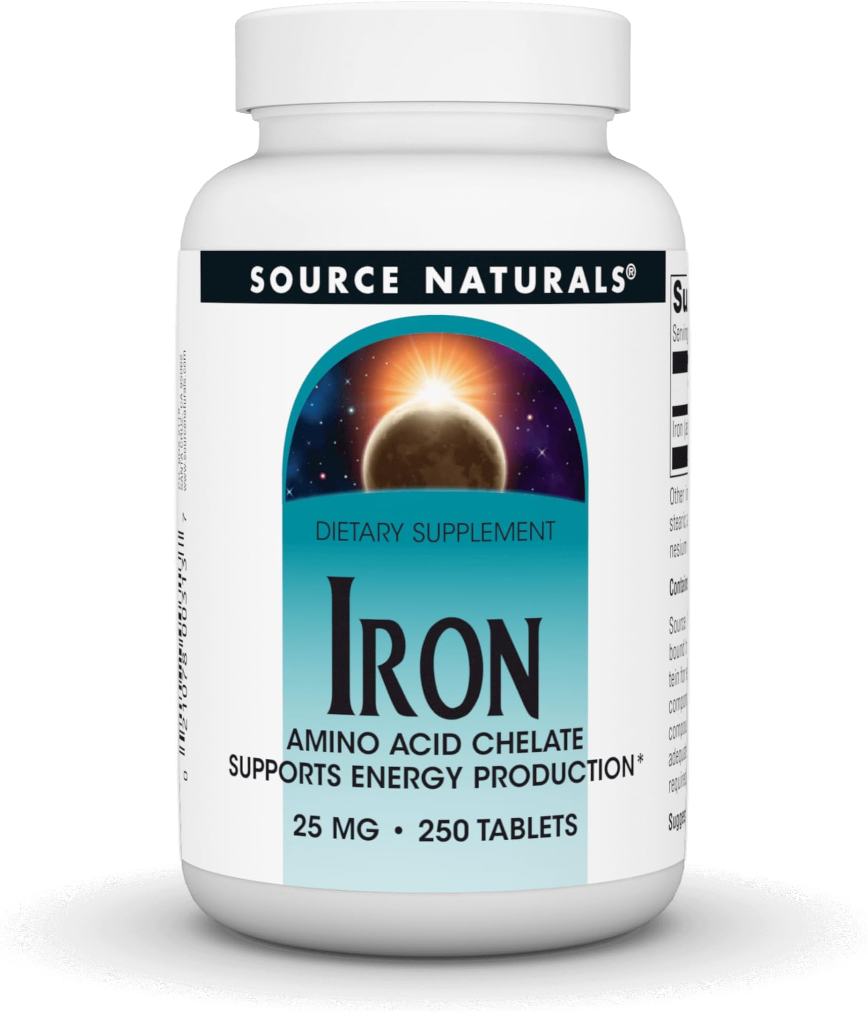 Source Naturals Iron, Amino Acid Chelate - Supports Energy Production* 25mg - 250 Tablets