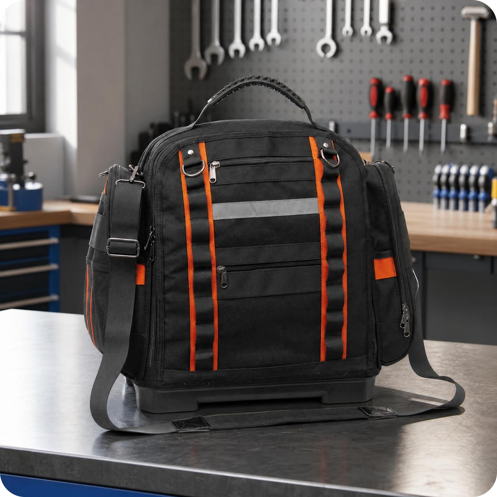 Bolsa Herramientas Negra Reforzada Equipo Manual Base Rígida