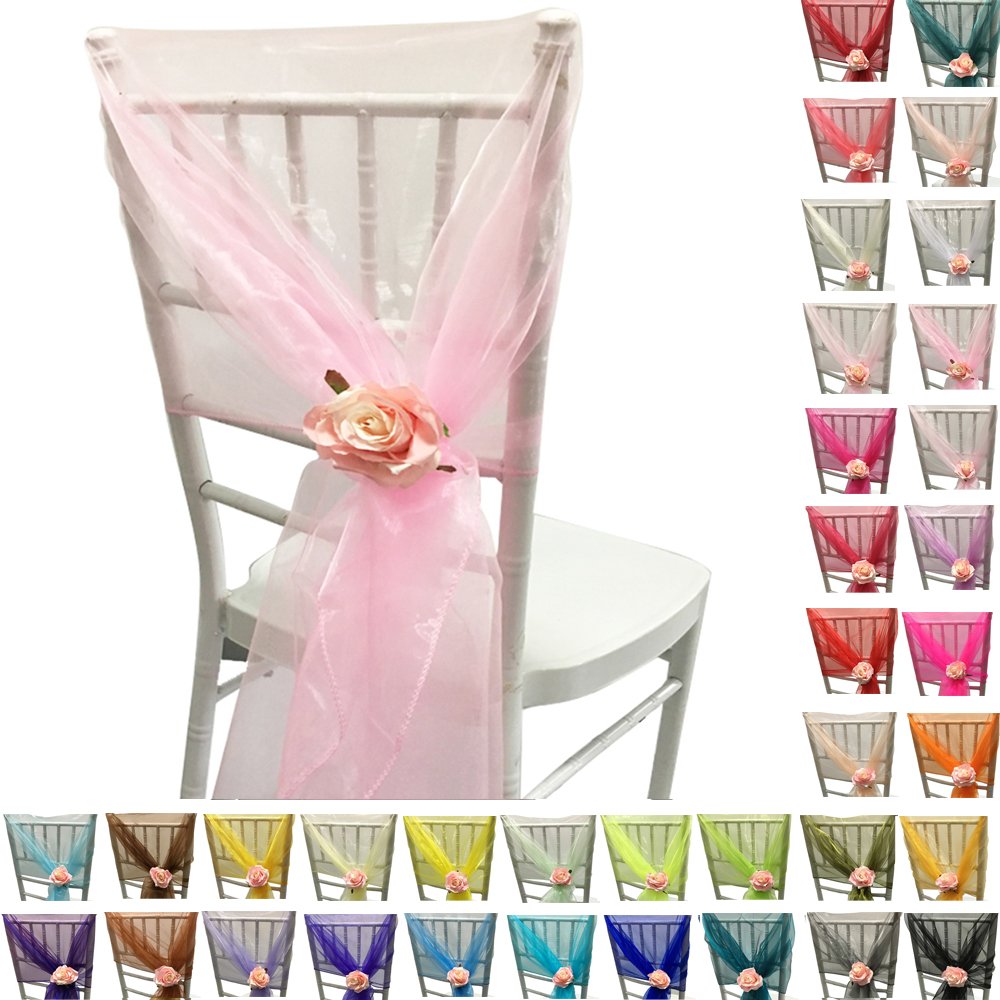Time to Sparkle 10pcs 65cm X 275cm Organza Sash Hood Sash Chair Cover