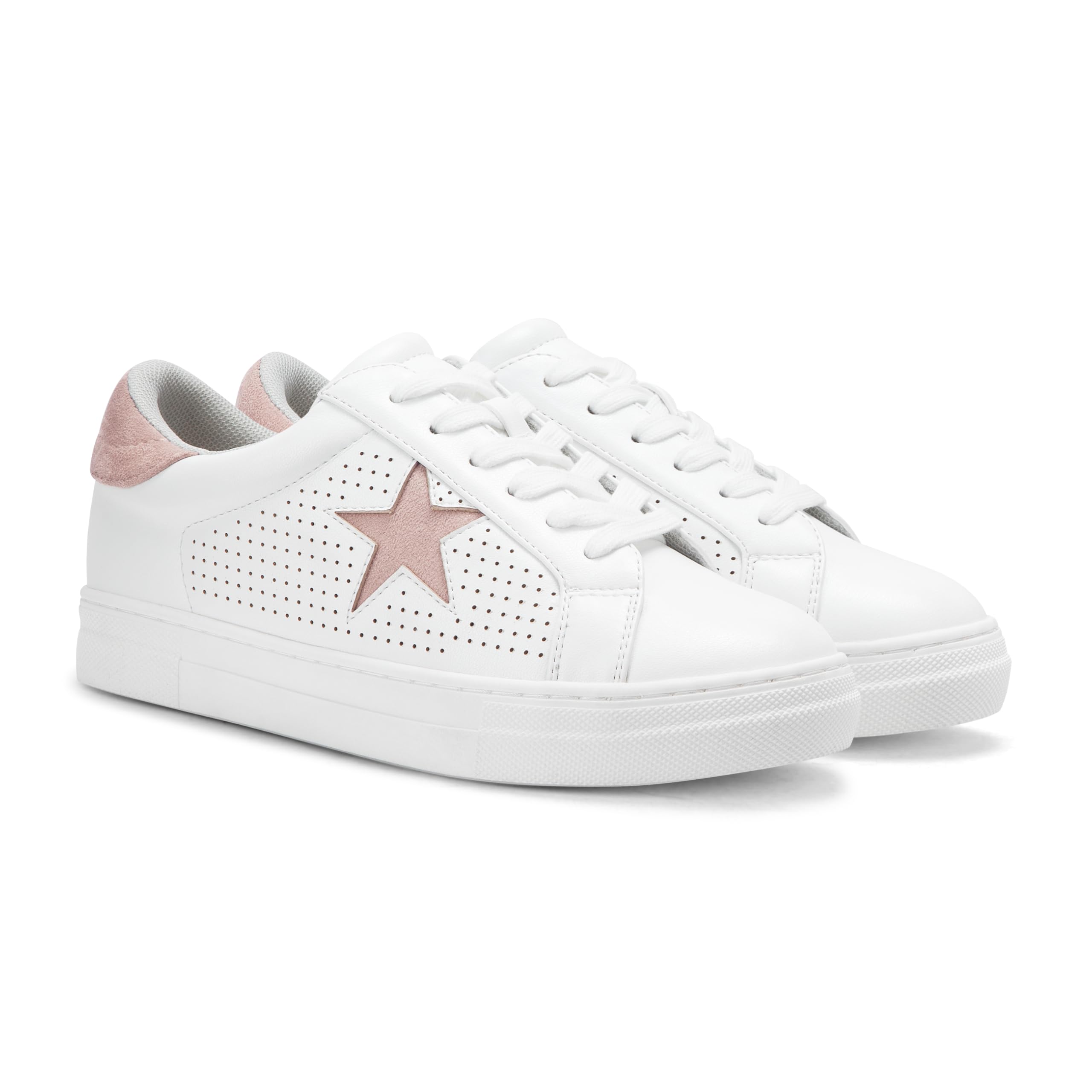 PARTY Women's Glitter Fashion Star Sneakers Low Top Platform Lace Up Comfortable Wedding Walking Shoes
