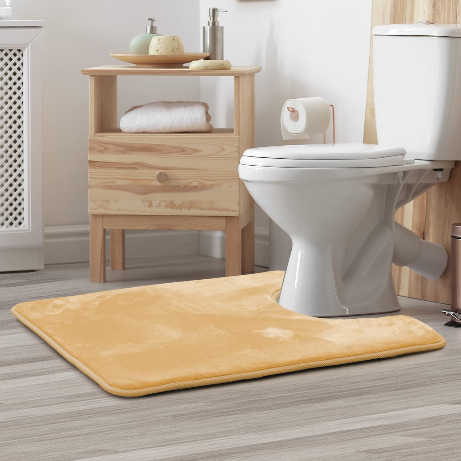 Clara Clark Bathroom Rugs, Velvet Memory Foam Bath Mat, Non-Slip, Machine Washable Bath Rugs - Dries Quickly, Ultra Soft Plush Bath Mats for Bathroom, 20 x 24, Cream