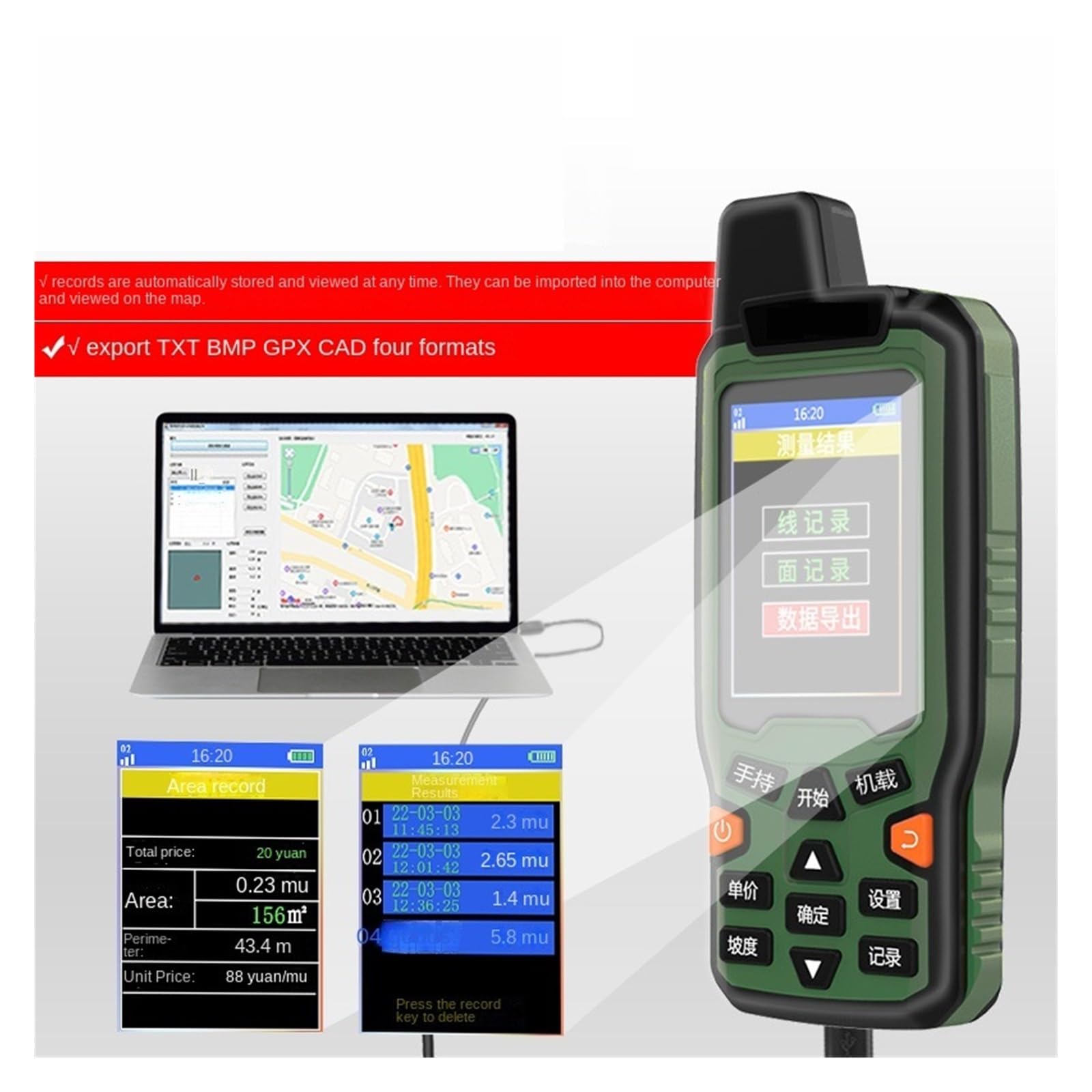 Navigatore GPS Portatile Da Esterno ZL-190 Mu Ad Alta Precisione A 6 Stelle Indicatore Di Posizione E Coordinate Misuratore Di Acri Dispositivo Land Mu