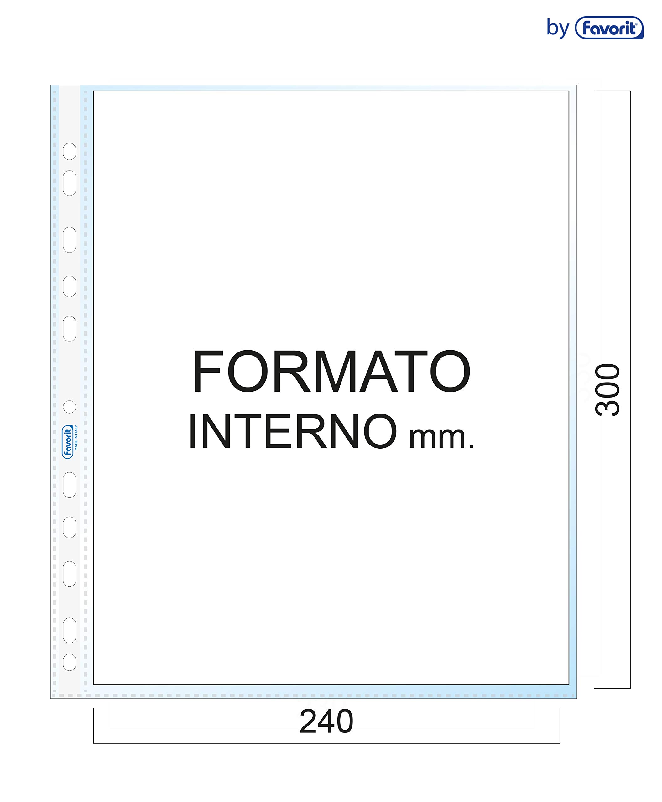 Favorit 100460064 - Buste a Foratura Universale 100 Buste, 24 x 30 cm, Trasparente