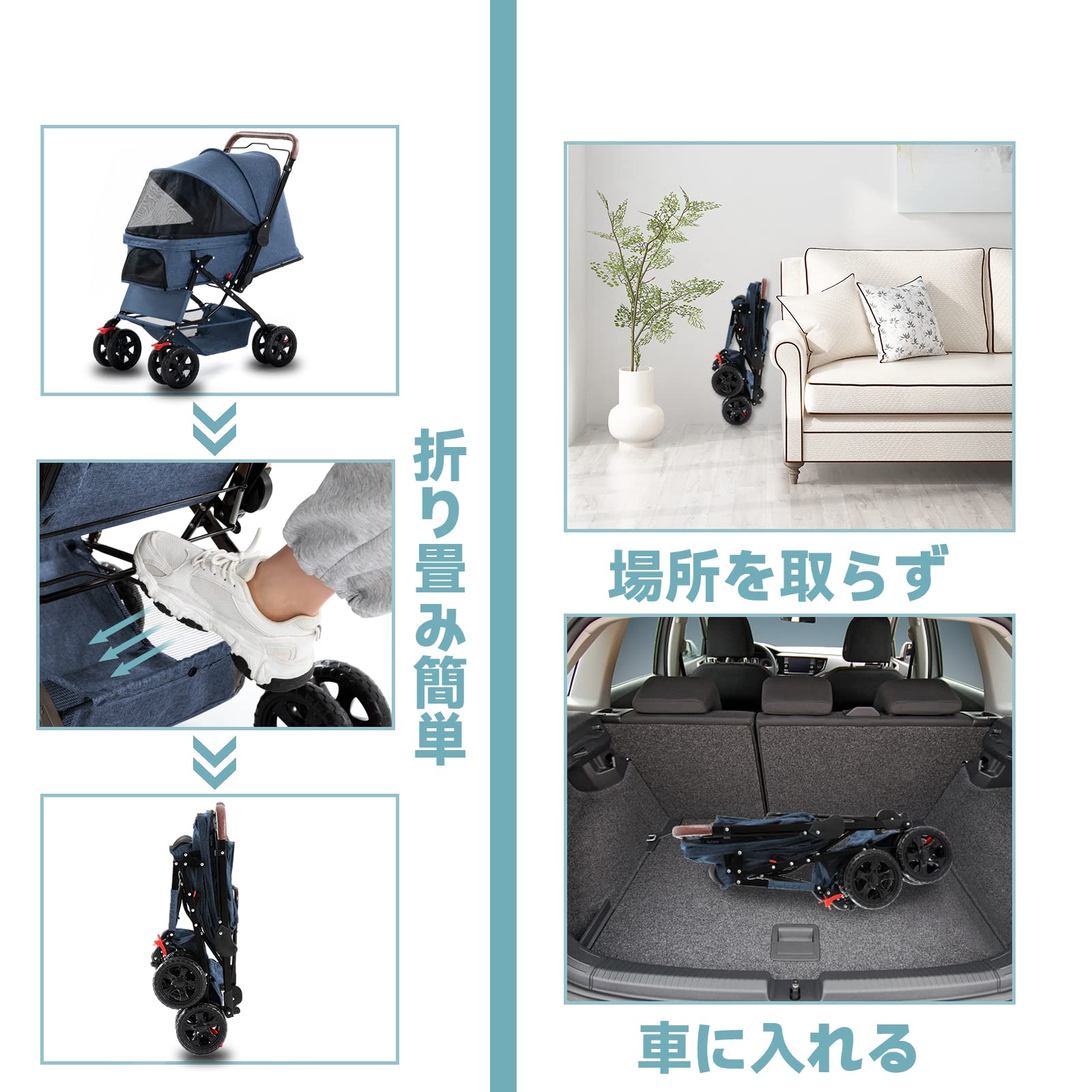 Amazon.co.jp: Blahoo ペットカート ペットバギー ベビーカー 対面式