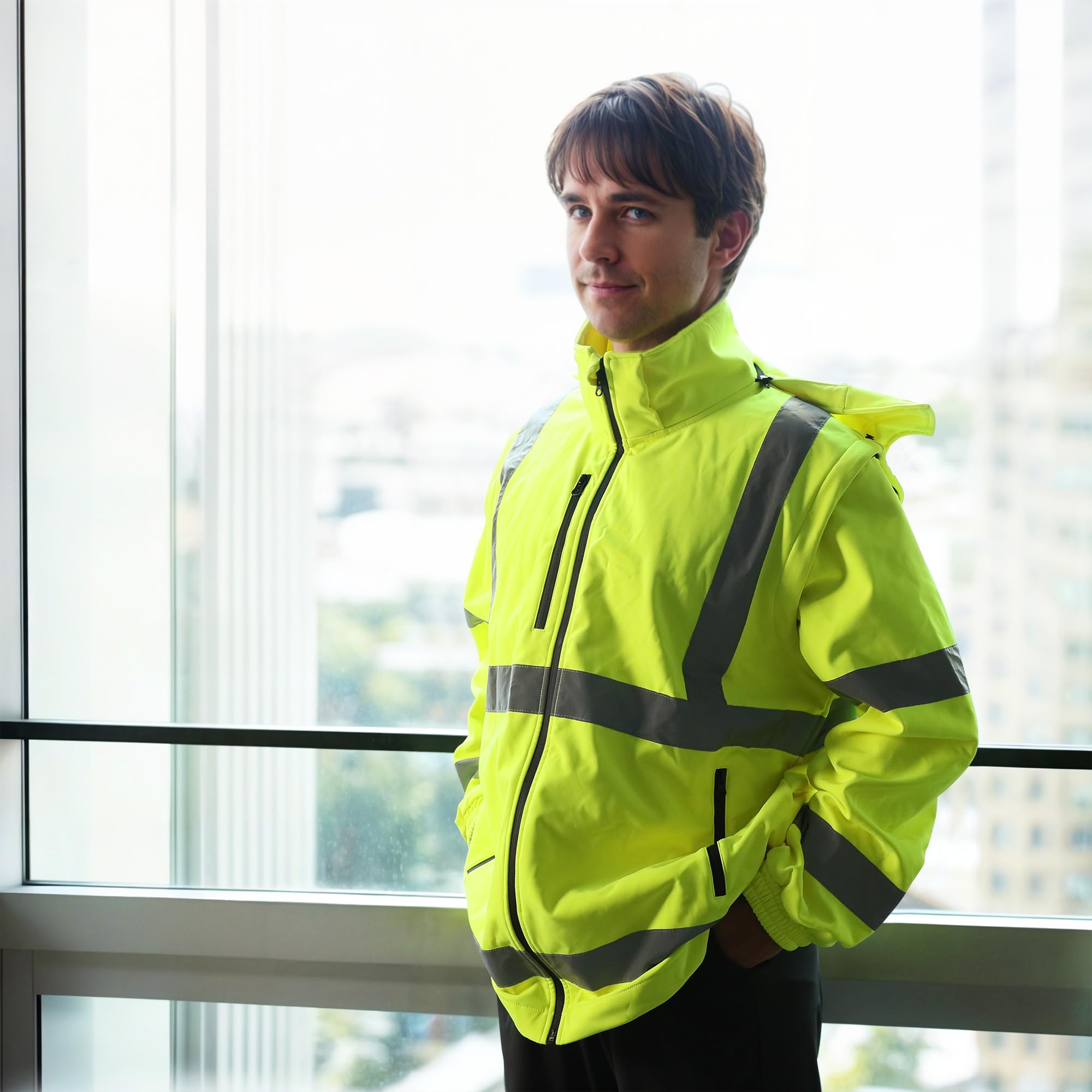 Snapklik.com : SHORFUNE High Visibility Reflective Softshell Safety ...