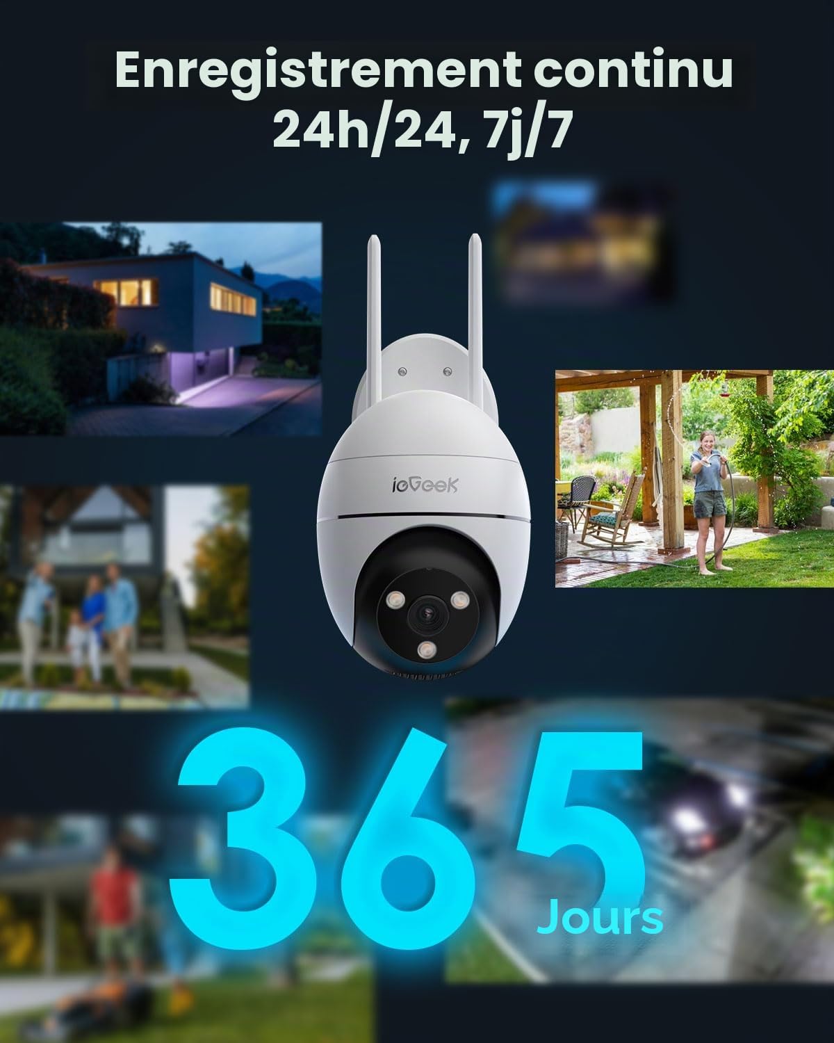 ieGeek Caméra Wi-Fi extérieure 5 MP 360° PTZ, WiFi 2,4/5 GHz
