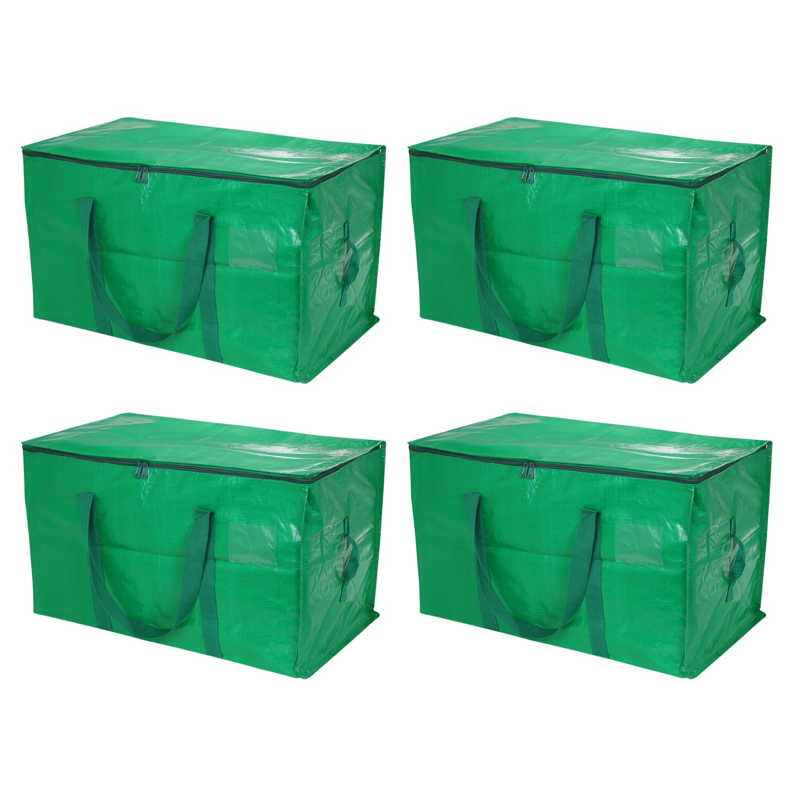 PATIKIL Extra Large Moving Bags, 4 Pack with Reinforced Handles and Zipper Storage Tote Packing Bags Collapsible for Clothes Moving Supplies,Green