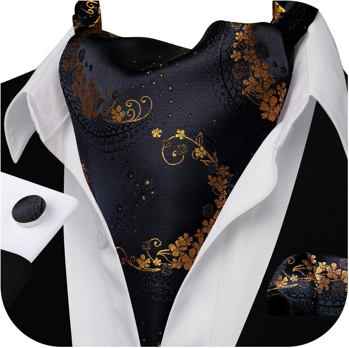 Barry.Wang Cravat for Men Tie Sets Paisley Scarf Self Tie Necktie Ascots