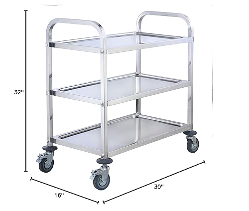 Miniatura 2 de Carrito de 3 niveles de acero inoxidable - 30 x 16 x 32