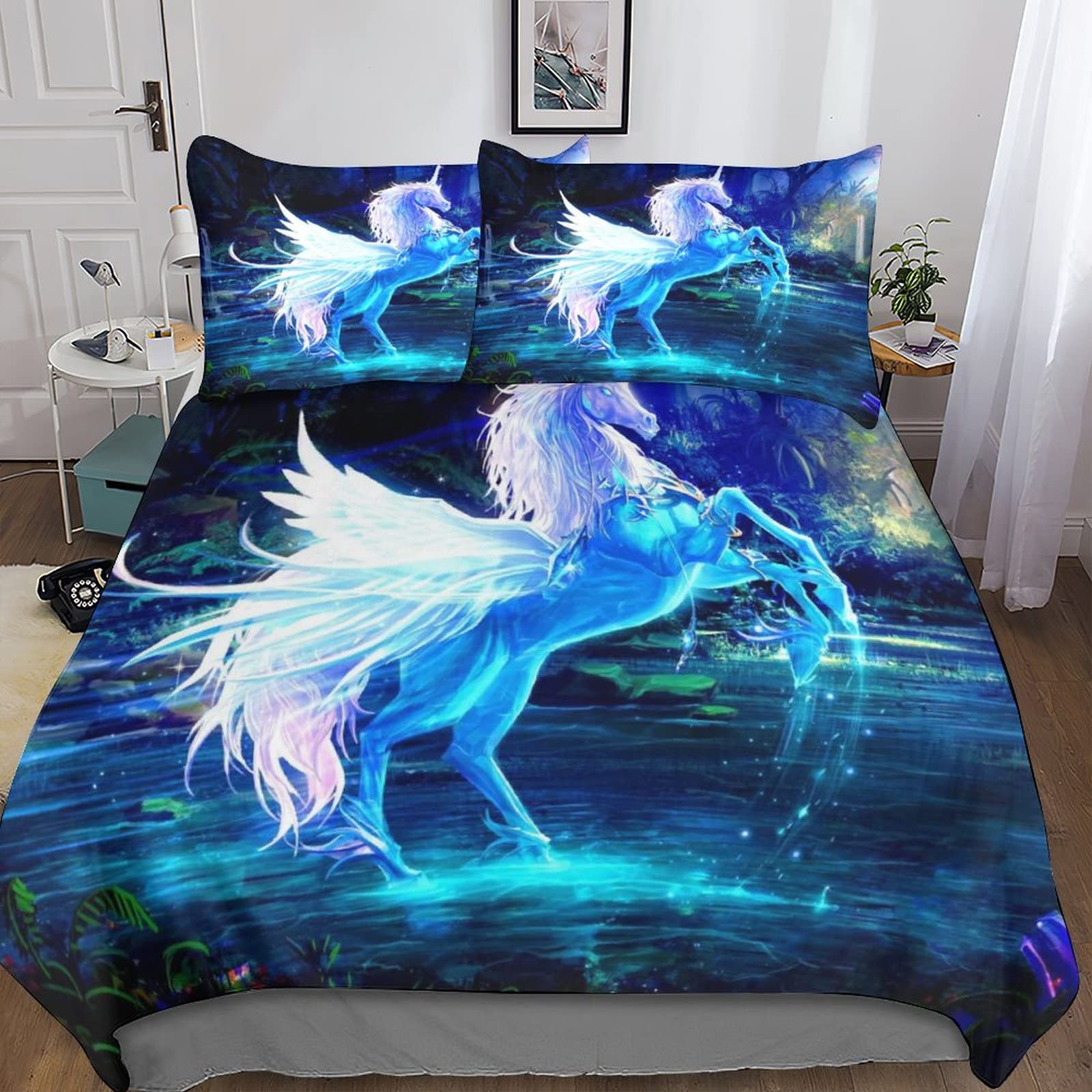 Housse de couette licorne 200x200 : le cadeau parfait en microfibre pour lit enfant