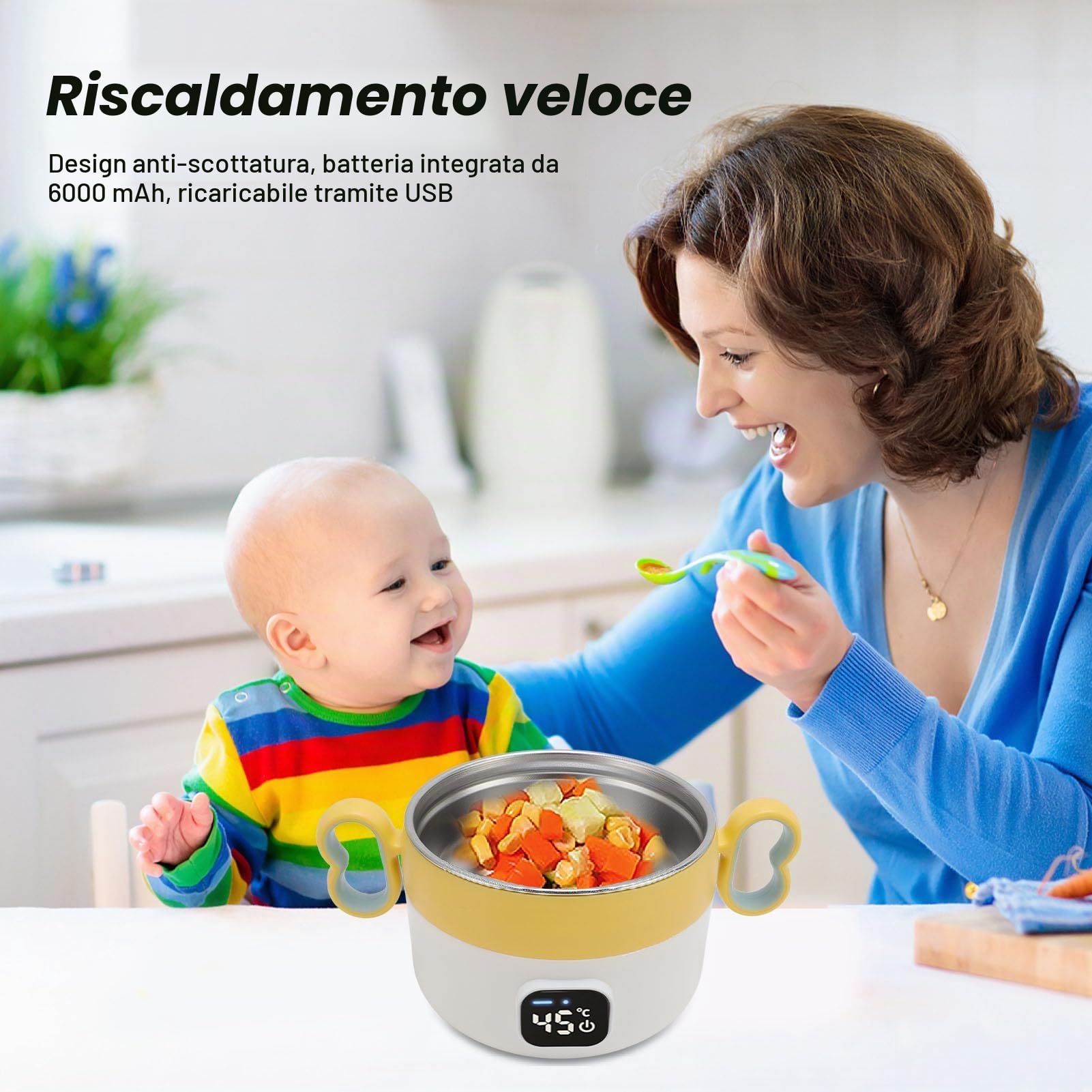 Box per il Pranzo Elettrico, USB Ricaricabile da Pranzo da 450 Ml di Box da Pranzo Riscaldati, Caldi per Alimenti Portatili per Lavoro, Viaggio, Casa, Ufficio, Calda per Alimenti