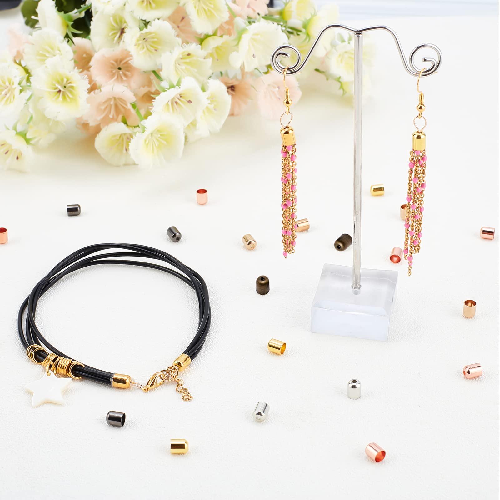 PH PandaHall 60pz Perline con Estremità A Campana Cava, 3 colori Ferro Campana Stopper 13x11.5mm Conico Cord Lock Bead End Caps Corda di Fissaggio per