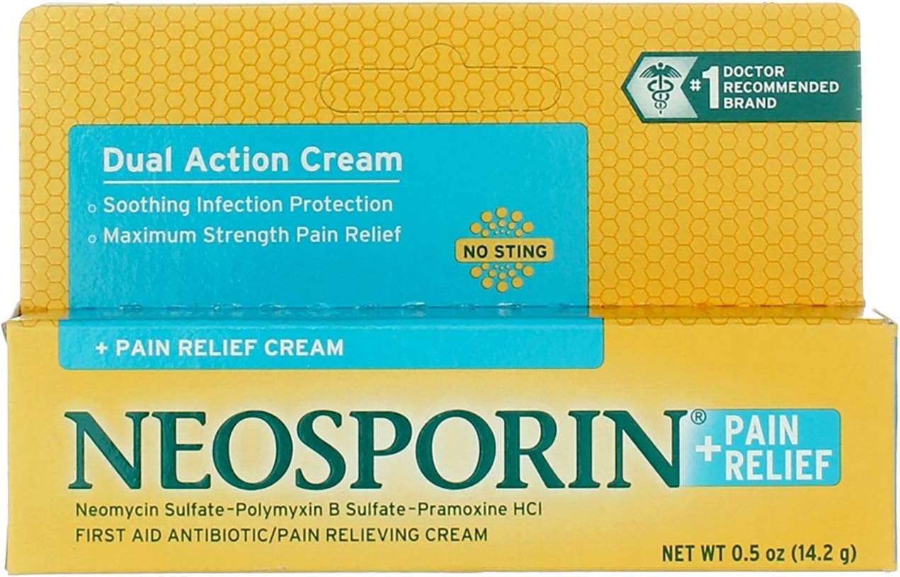 Amazon.com: Neosporin + Pain Relief Dual Action Cream,.5 Oz (Pack of 2 ...