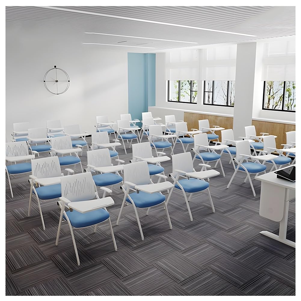 MYUYEE Student Chair With Desk Attached, Foldable Computer Desk Chair, Ergonomic Office Chair, With Right Handed Tablet Arm, For Conference Room
