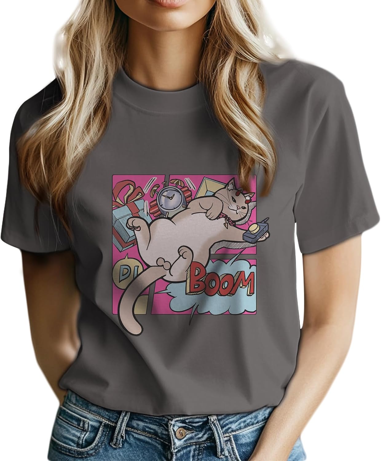 Trendy Tops for Women 2025 Cotton Crew Neck Graphic Summer Shirts Casual Loose Fit ...