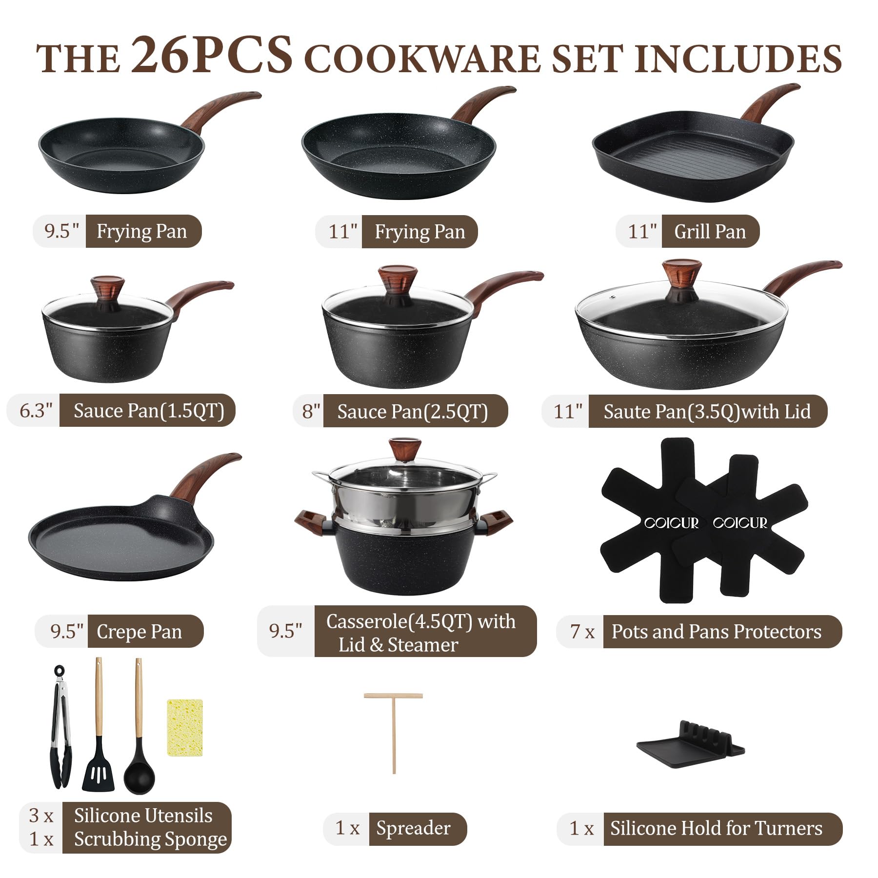 Coicur Ceramic Cookware Set - 26 Pcs Nonstick -2 Coicur Ceramic Cookware Set - 26 Pcs Nonstick -2