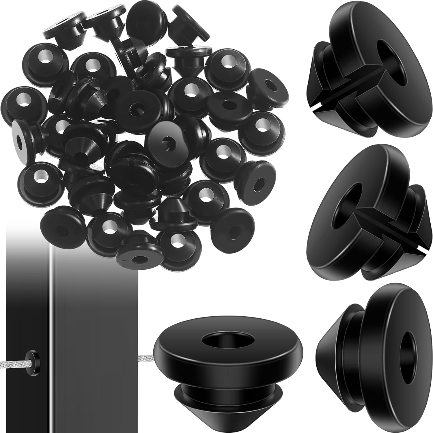 Pelopy Cable Railing Rubber Grommets Cable Railing Kit for 1/8" 5/32" 3