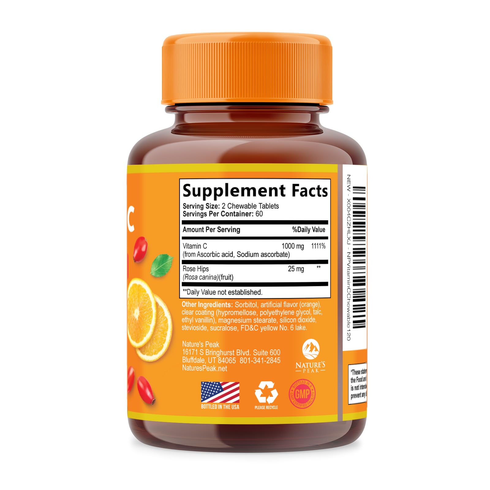 Vitamin C 1000mg Per Serving - Extra Strength Daily Immune Support with Rose Hips Chewable Supplement - Sugar Free Tasty Orange Flavor - Antioxidant & Collagen Support - USA Bottled - 120 Tablets — Amazon image 9