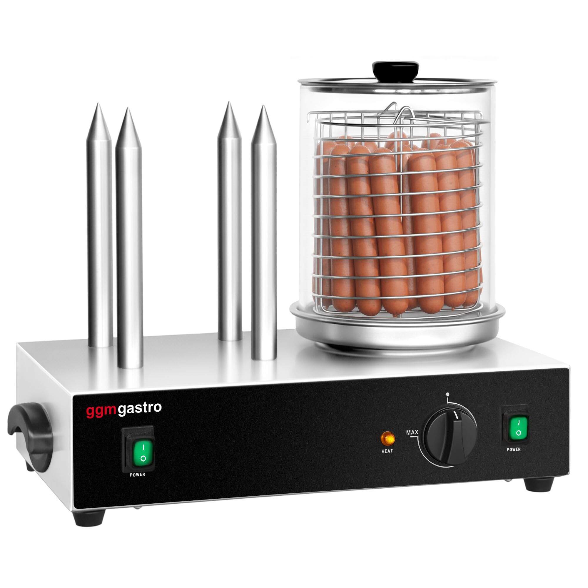 GGM Gastro Hot Dog Steamer 1,1 kW mit 4 Heizdornen