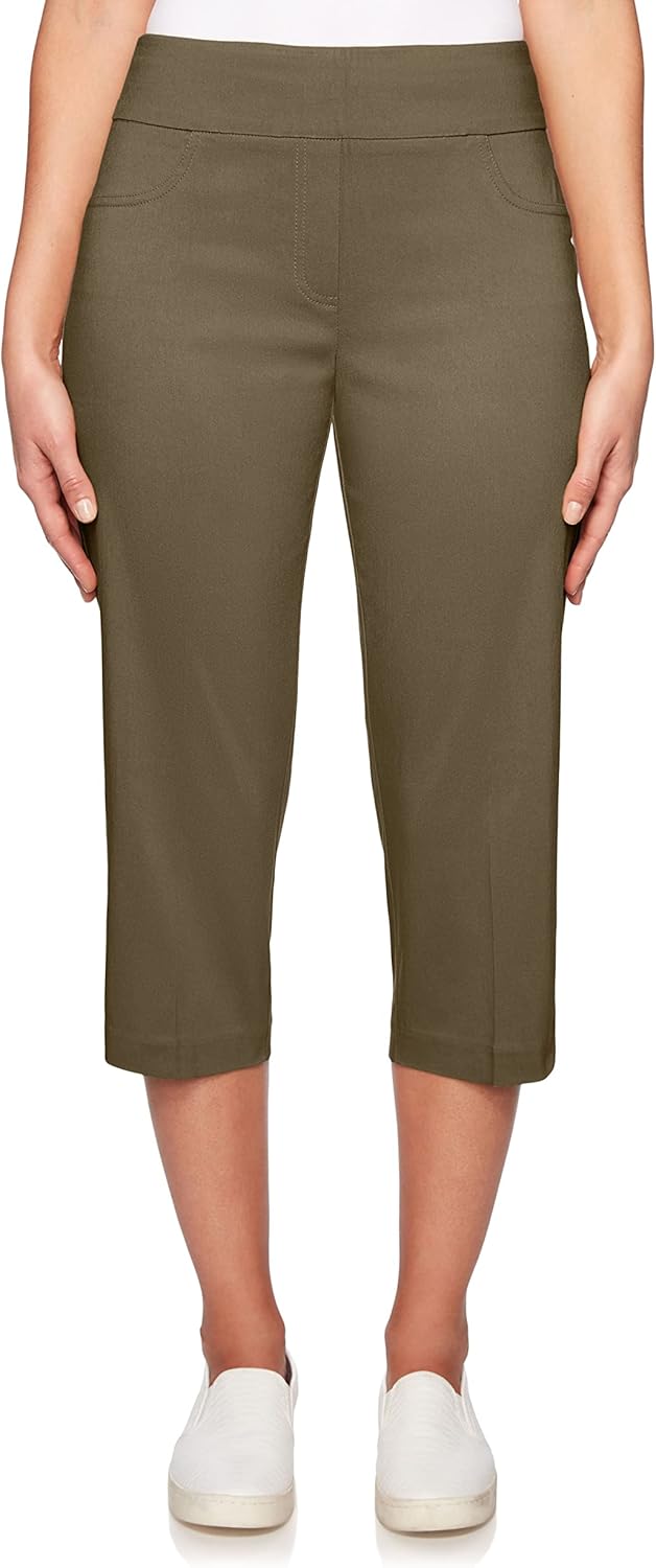 Ruby Rd. Womens Ruby Rd. Womens Petite Mid-Rise Pull-on Straight Solar Millennium Tech Capri - Image 3