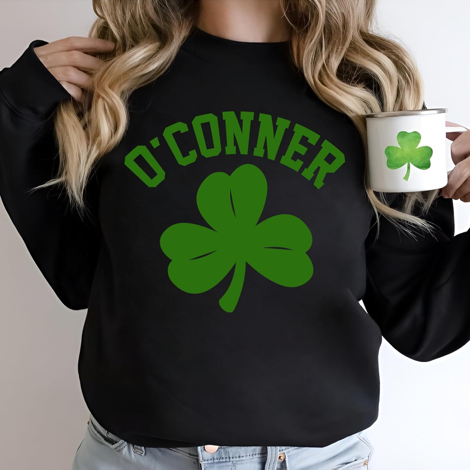 GODMERCH Personalized Shamrock Sweatshirt With Custom Text, St Patricks Day Theme Pullover, Unisex Crewneck Shirt, Irish Clover Graphic Top, Custom Name Design - Image 7