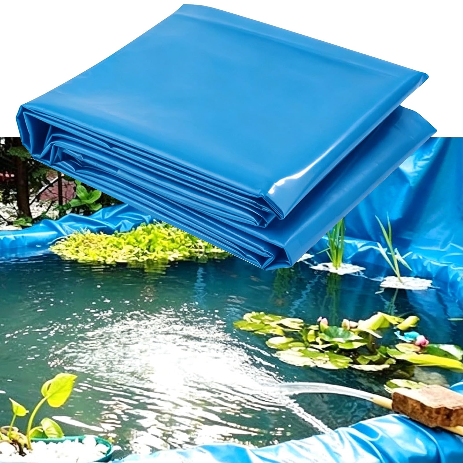 Hamankim Large Pond Liner Membrane - HDPE Underlayment Sealing Film - Resistant Waterproof Tarp for Outdoor Koi Ponds, Streams, Aquaculture - 4x5m 5x7m 6x10m 8x12m 10x15m