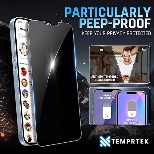 Miniatura 9 de + Paquete de 2 iPhone para 12 Pro Max Protector de pantalla de privacidad 9H Grado militar Resistencia a los arañazos de huellas dactilares