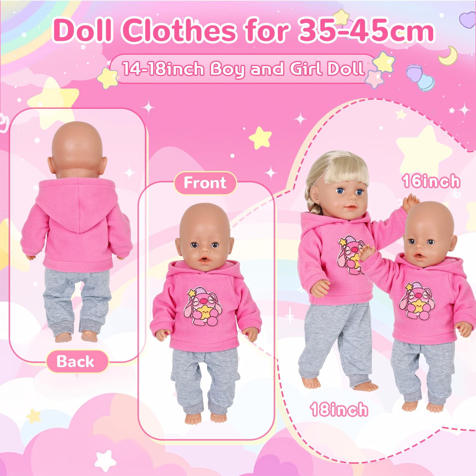 5 Pcs Baby Doll Clothes for 14-17 Inch Doll - Image 4