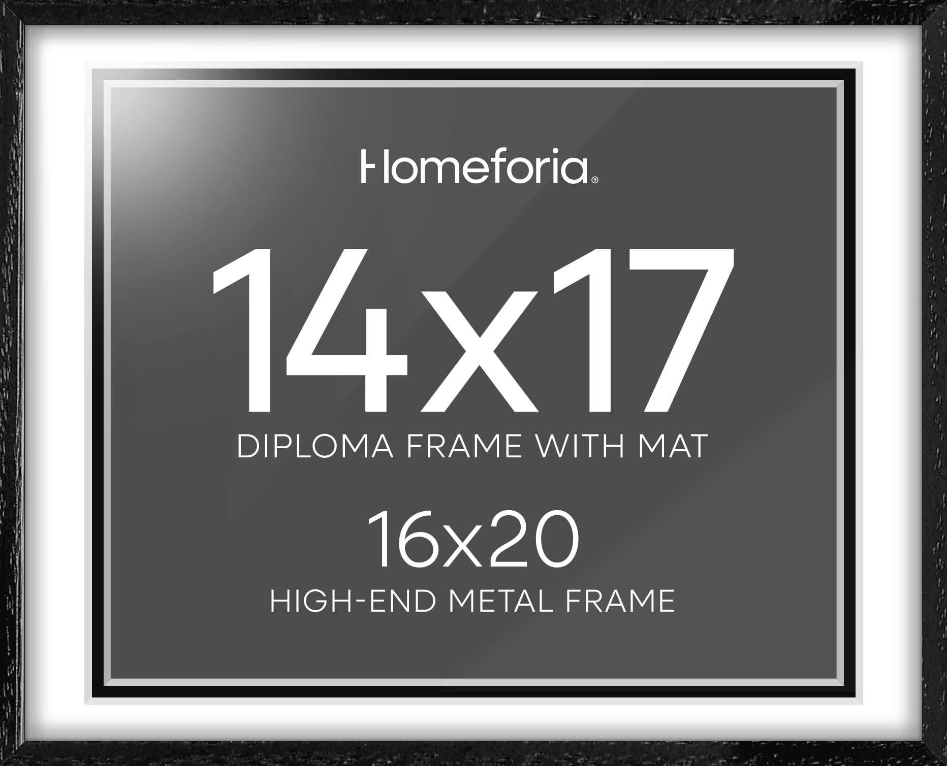 Homeforia 16x20 Diploma Black Wood Frame, High End Oak 16 x 20 Certificate Frames with Mat 14 x 17, 16by20 Document Frame Matted to 14by17, Wooden Graduation Frames, Tempered Glass, Wall Kit, Set of 3