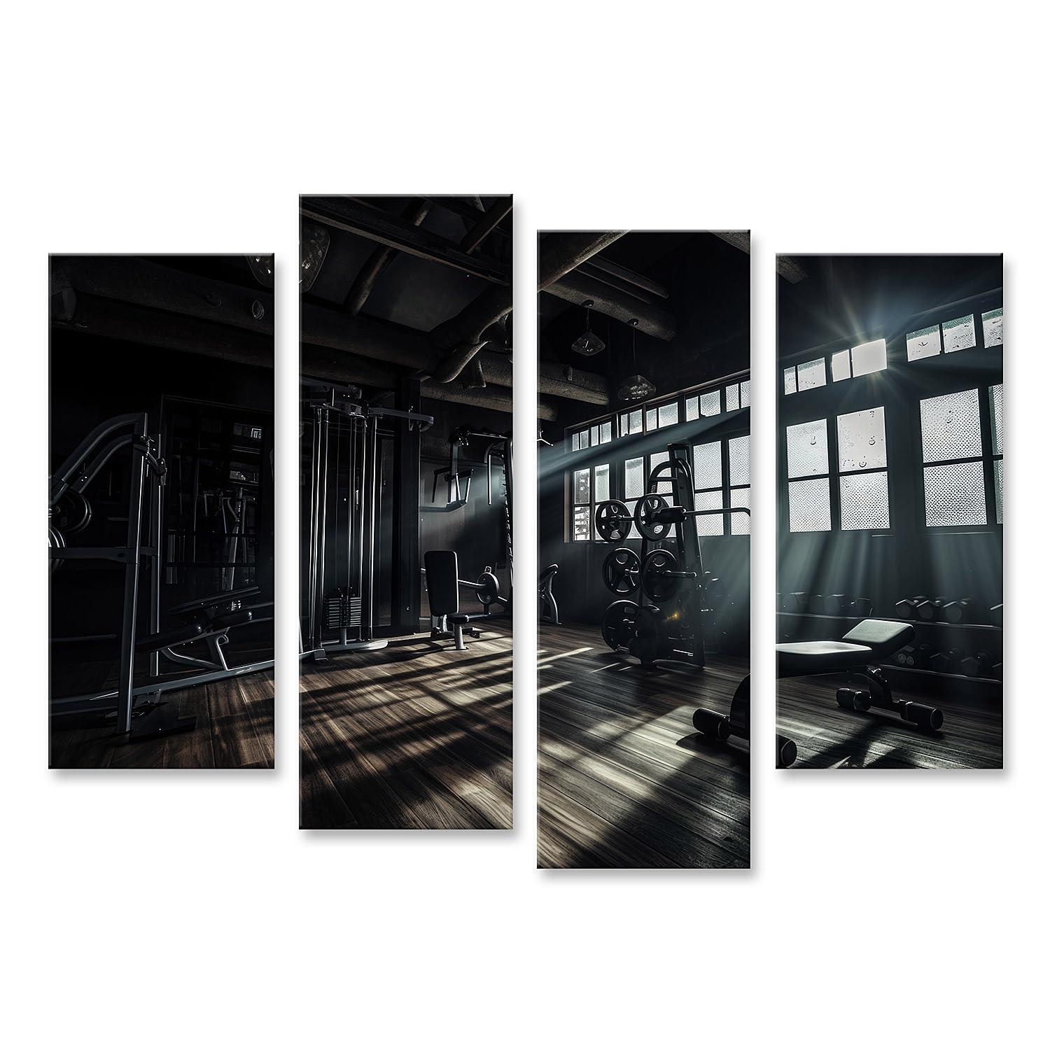 islandburner Quadro su tela sole mattutino in palestra rustica per gli appassionati di fitness palestra Immagini murali poster