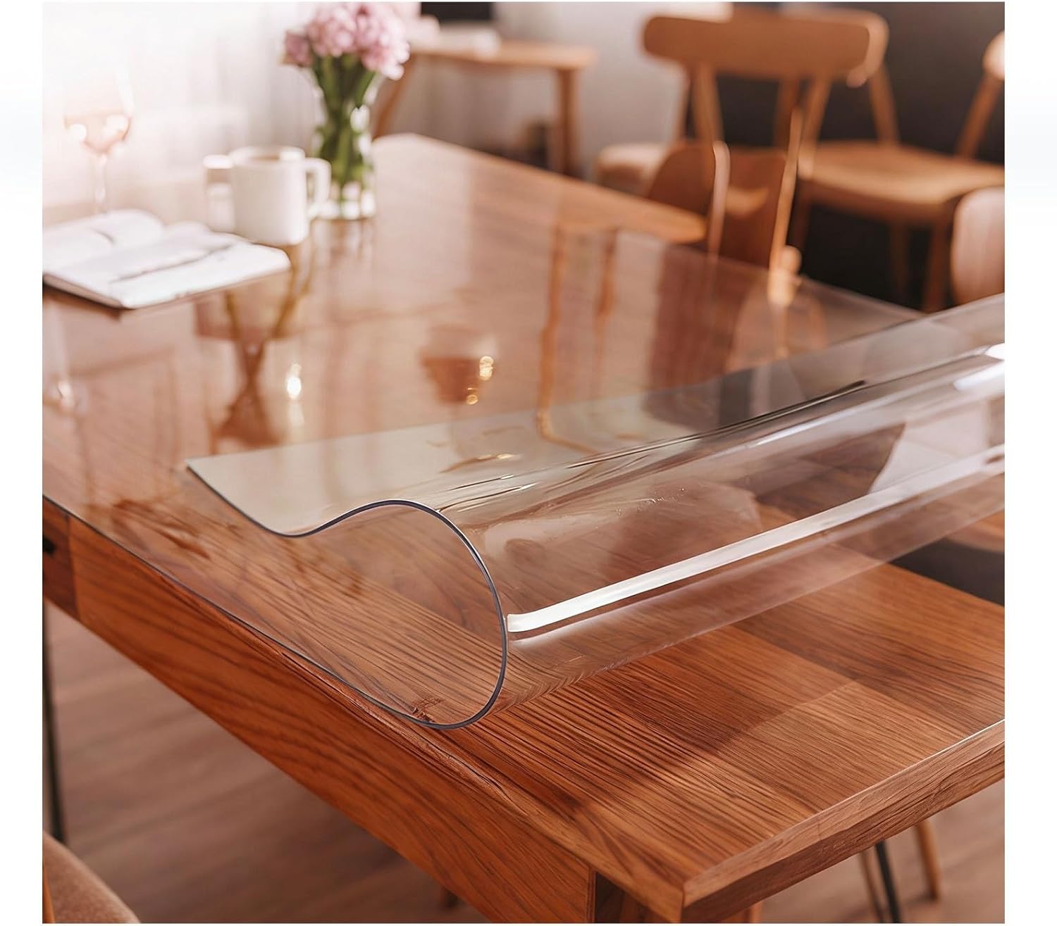 15x72in Clear Plastic Table Cover Protector, 1.5mm Thick PVC Vinyl Clear Desk Pad, Waterproof Soft Non Slip, Dining Room Writing Desk Protector Mat, Customizable Size