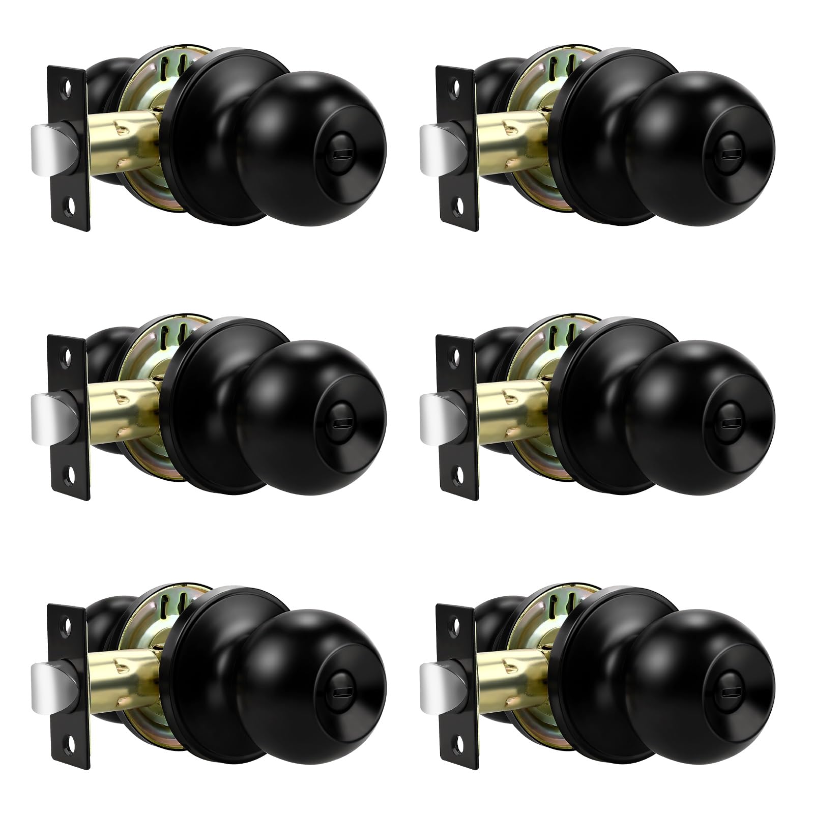 Black Interior Door Knobs - 10 Pack, Keyless Privacy -26
