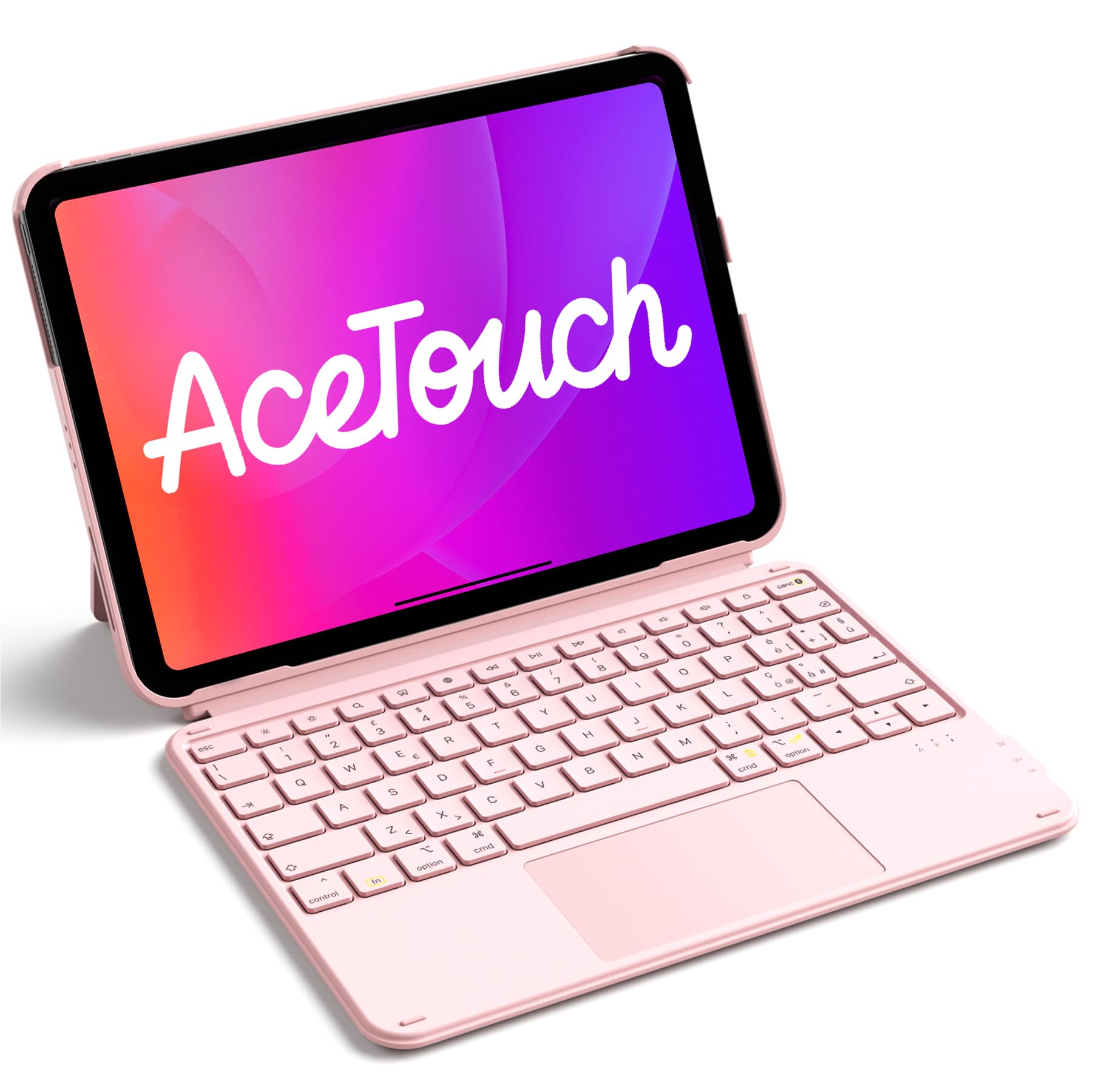 Inateck Custodia Tastiera per iPad 11a/10a Gen, iPad 10a (10,9")/11a Gen (2025 A16), Air 11" M3/M2, Air 6/5/4a, Pro 11 4a-1a, Tastiera Ultralight Rimovibile con Touchpad, Rosa AceTouch