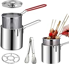 Deep Fryer Pot Set,Mini Stainless Steel Fryer Deep Fryer Basket with Easy Grip Handle for French Fries, Fried Taro Balls, Fried Chicken Wings and Fried Fish(size:5 pcs)