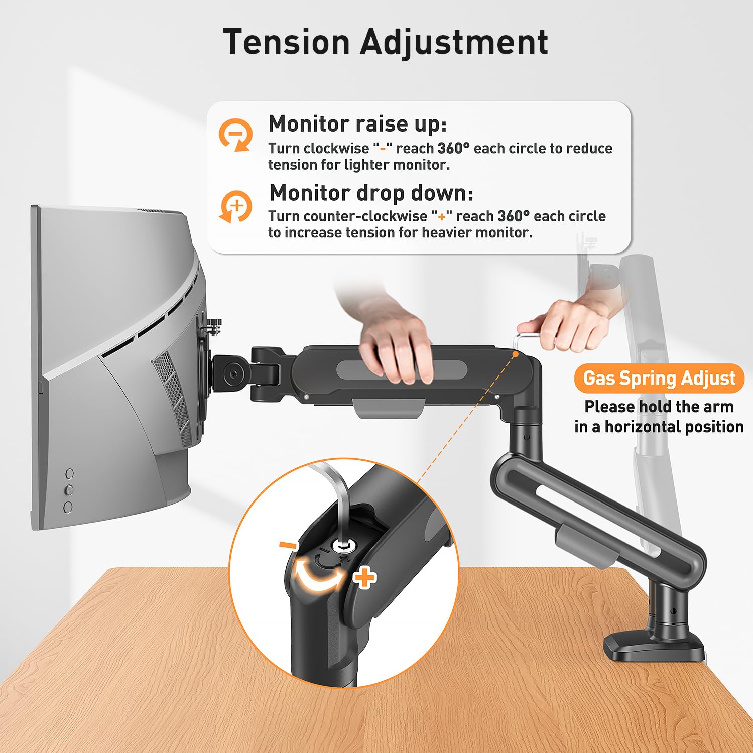 ELIVED Supporto per 2 monitor per schermi da 17-34", supporta 2-12 kg | Supporto per 2 monitor con VESA 75/100 mm, regolabile in altezza, girevole, grigio, EV3236B-G