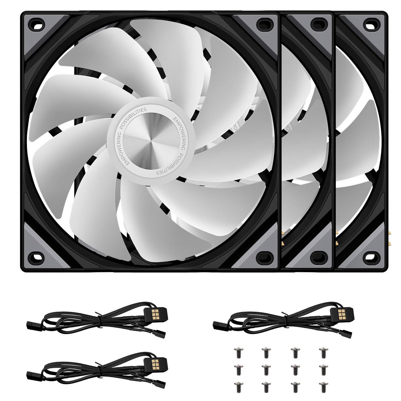 TRYX ROTA SL ARGB 120 Lama Inversa Nera – Ventola RGB PWM da 120mm in confezione da 3 per case PC e radiatori, collegamento a catena con cavo magnetico