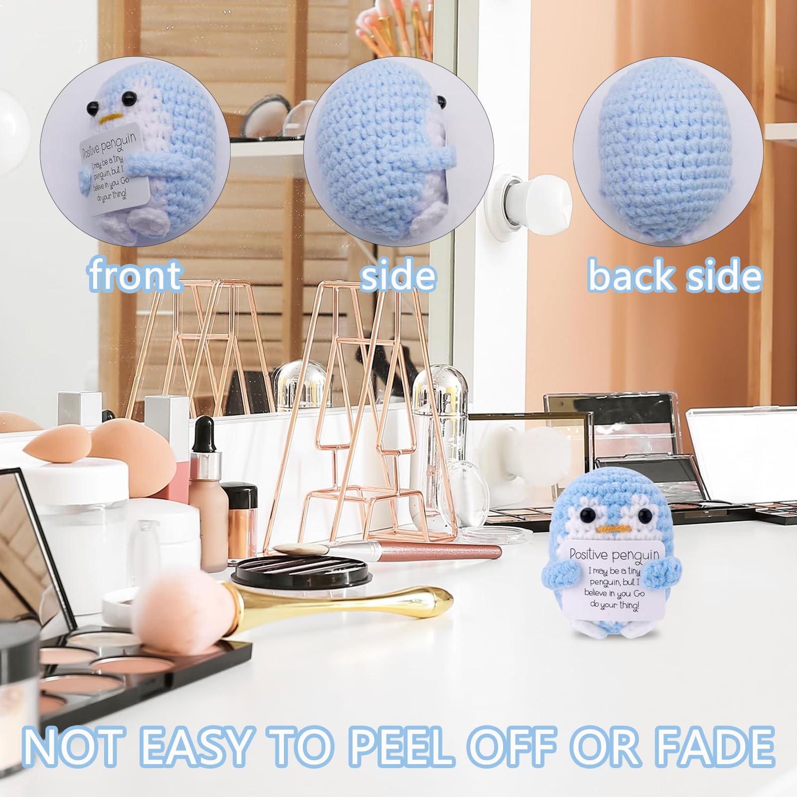 1 Piece Crochet Penguin Toy, Penguin Soft Toys, Stress Relief Toys Adults, Cute Stuffed Toy Crochet Gifts for Women, Office Birthday Gifts for Women, Light Blue 4