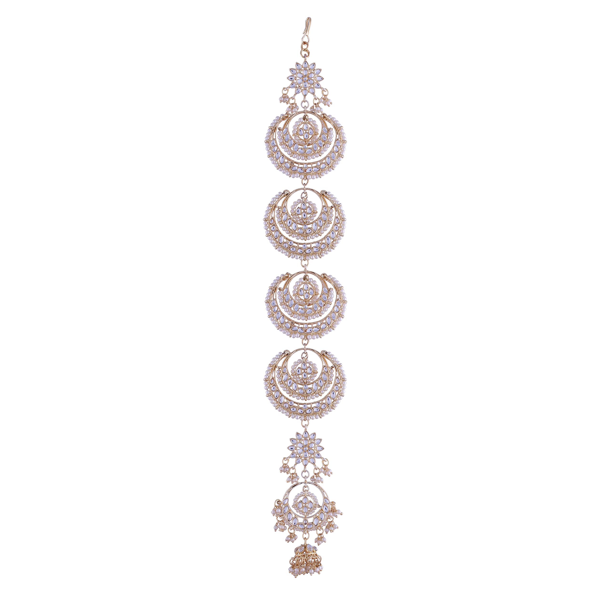 I Jewels Gold-Plated Metal Traditional Floral Kundan Pearl Studded Beaded Head Chain/Paranda (T2093W) (B0B7RFFHVB) Amazon Price History, Amazon Price Tracker