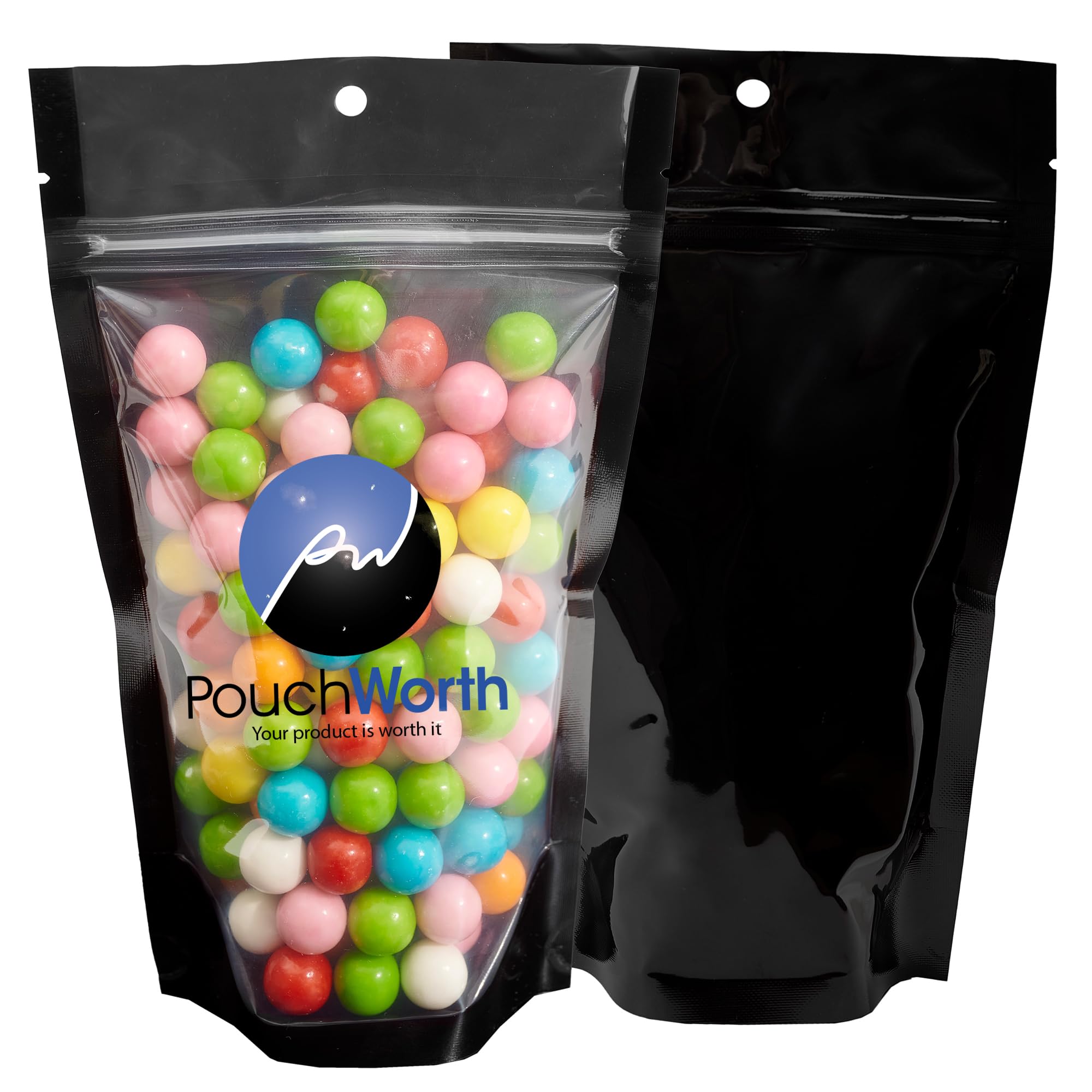 100 Pack 5"x8" Mylar Clear/Black Nylon Resealable Stand Up Pouch Bags Mylar Food Packaging with Tear Notches