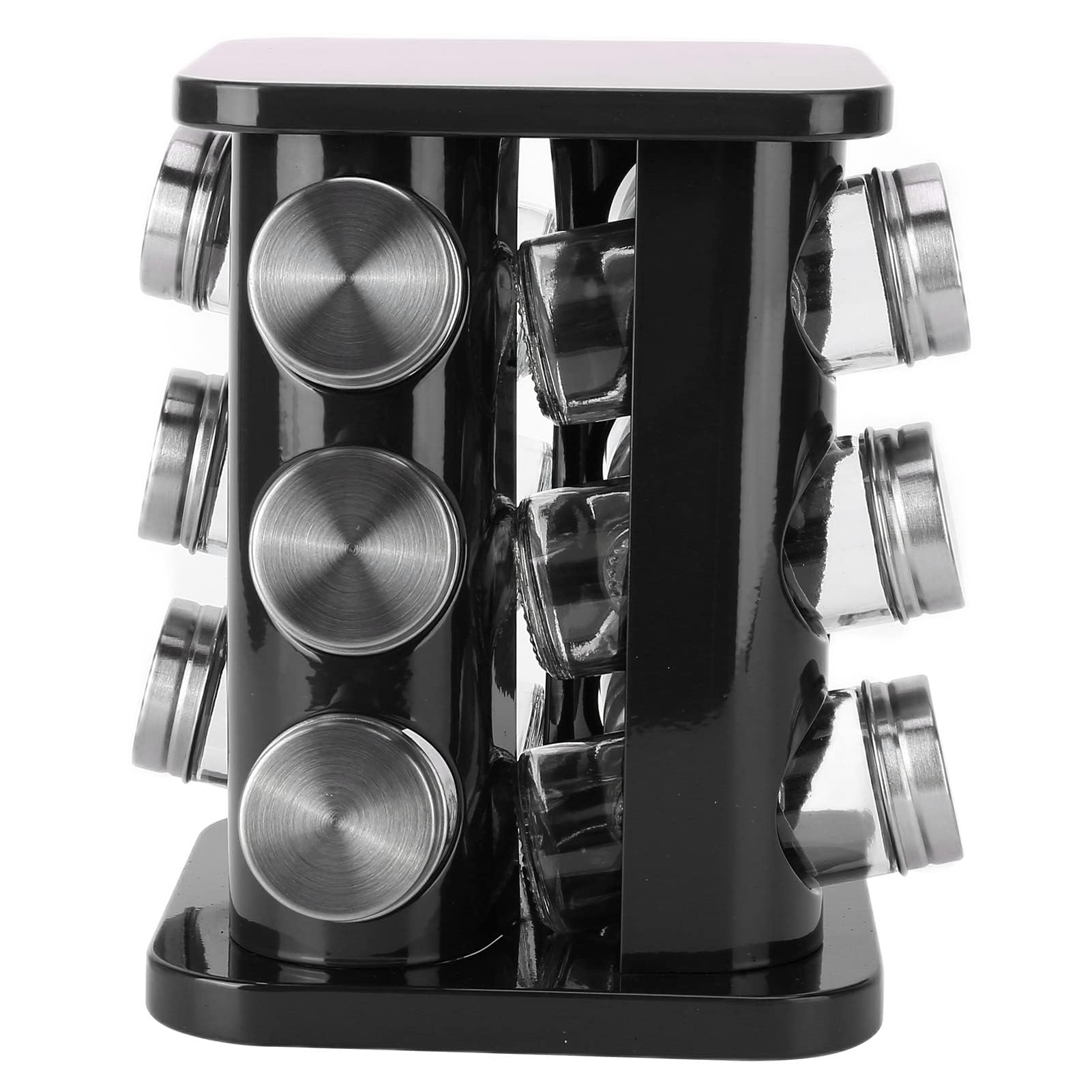 Especiero Giratorio, Especiero Duradero De Acero Inoxidable, Base Estable Conveniente Hermoso Carrusel De Especiero, Para Encimera, Cocina(Negro)