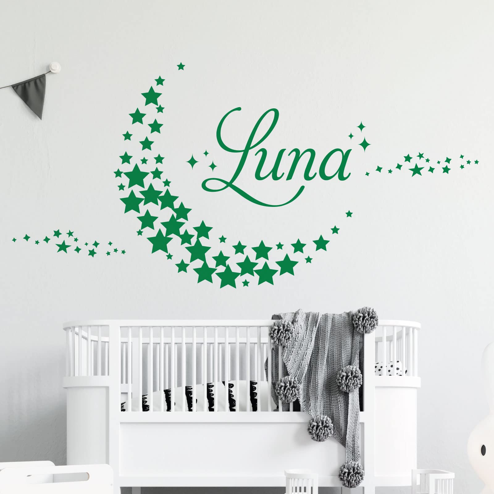 Personalised Name - Moon Made of Stars - Nursery Vinyl Wall Decal Sticker [Medium] [Meadow]