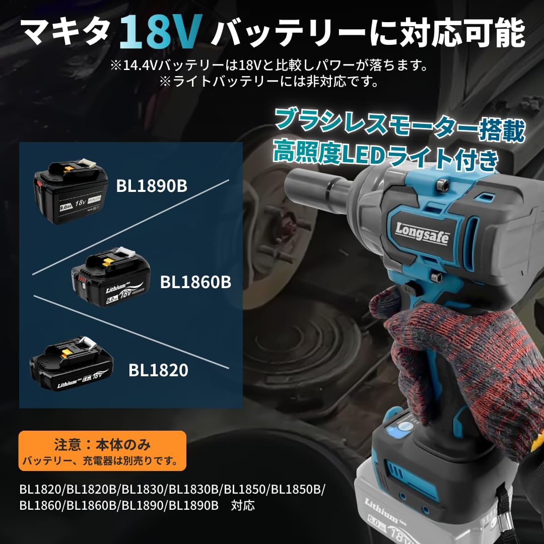 Amazon | マキタ 互換 充電式 インパクトレンチ 450N 2.0Ah
